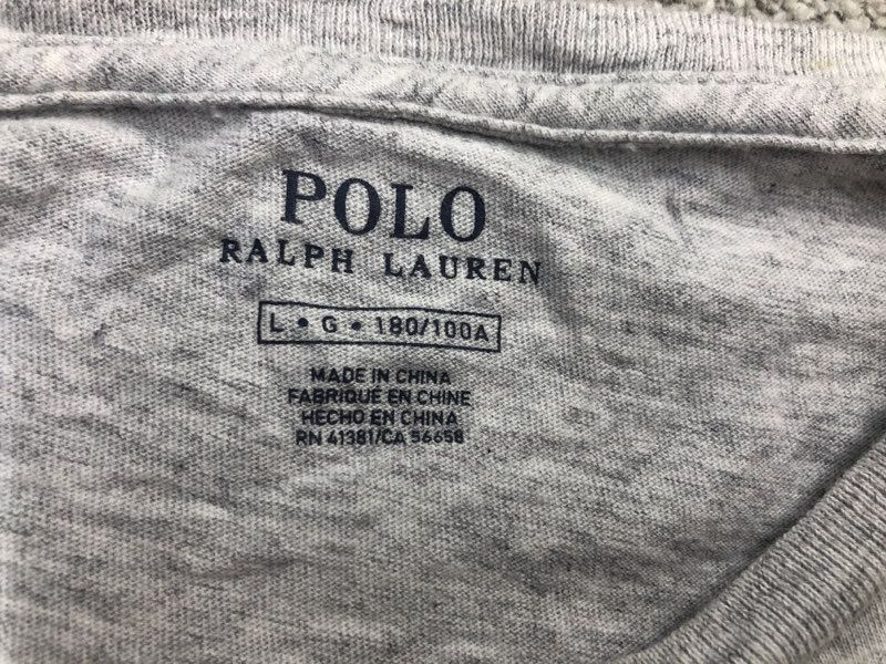 Polo Ralph Lauren Shirts Mens Large Gray Pullover Crew Neck Tee Long Sleeve