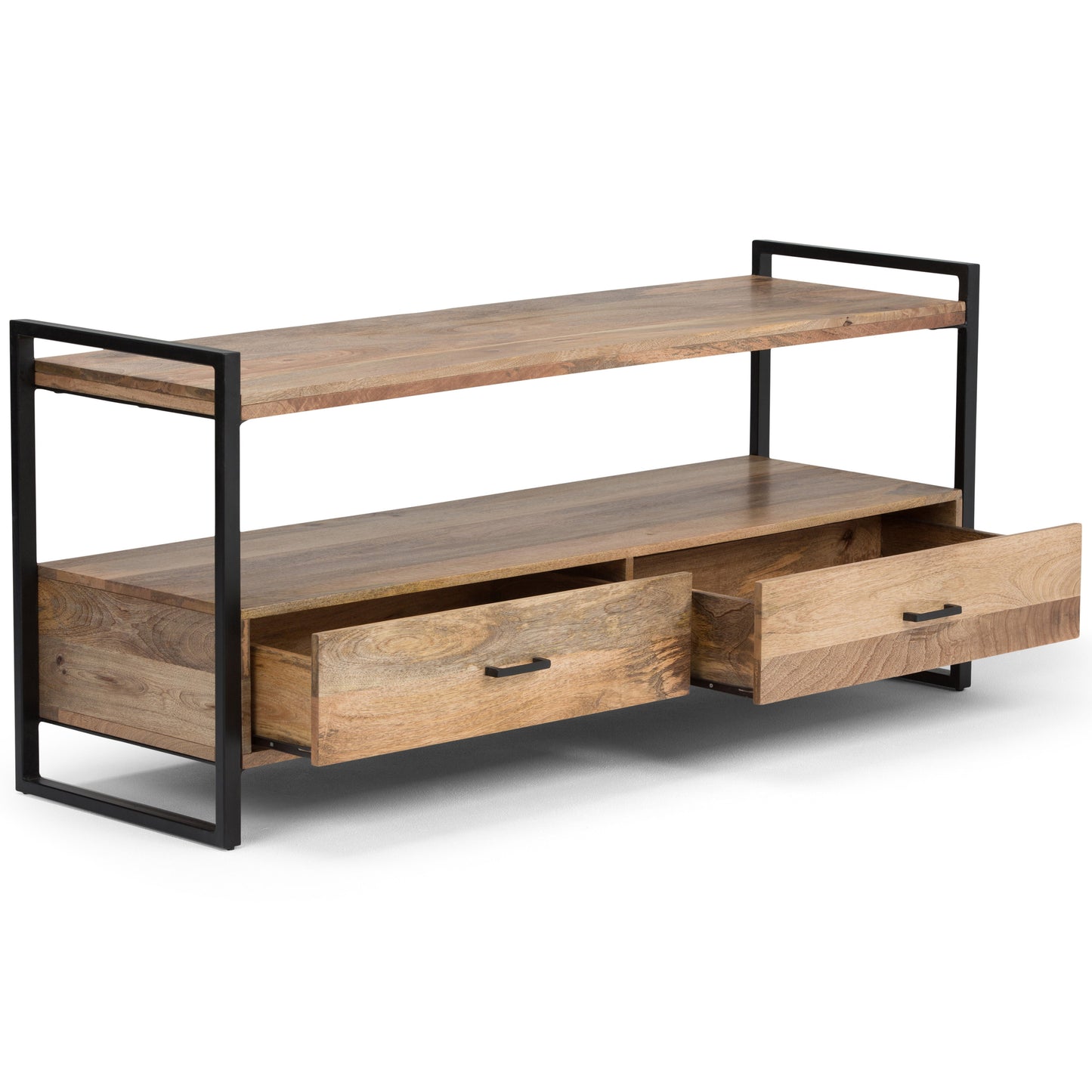 TV Stand for TVs Up To 65 Inches with Open Shelf, 2 Drawers and Metal Frame