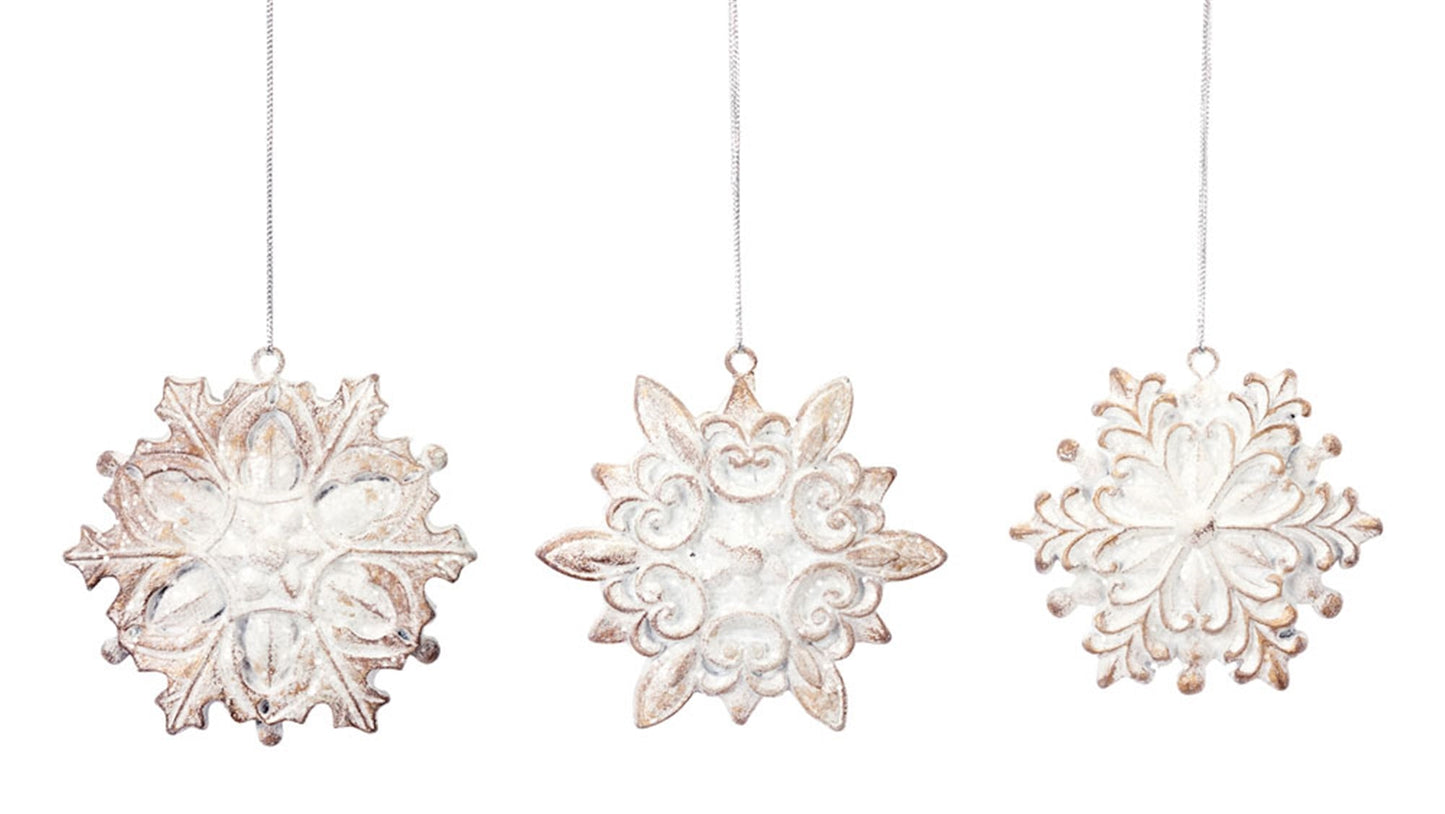 Ornamental Wood Design Snowflake Tree Ornament, Set of 12