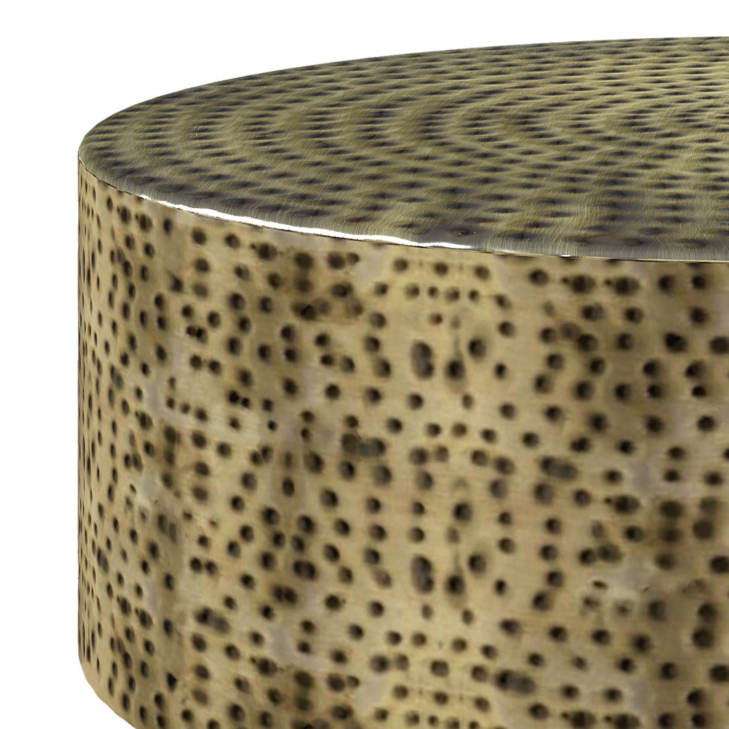 30" Round Hammered Metal Coffee Table