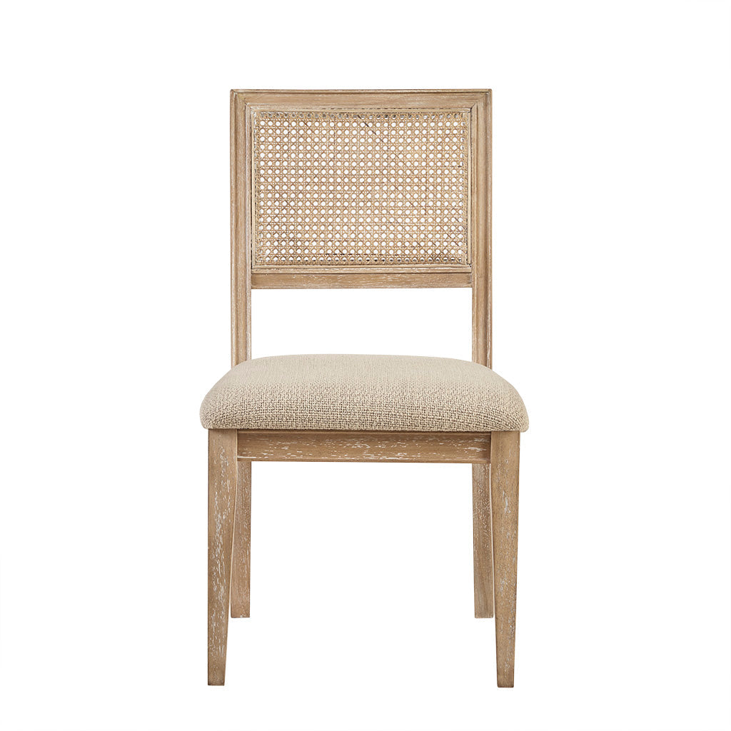 Armless Dining Chair with Cane Back and Tapered Wood Legs, Set of 2