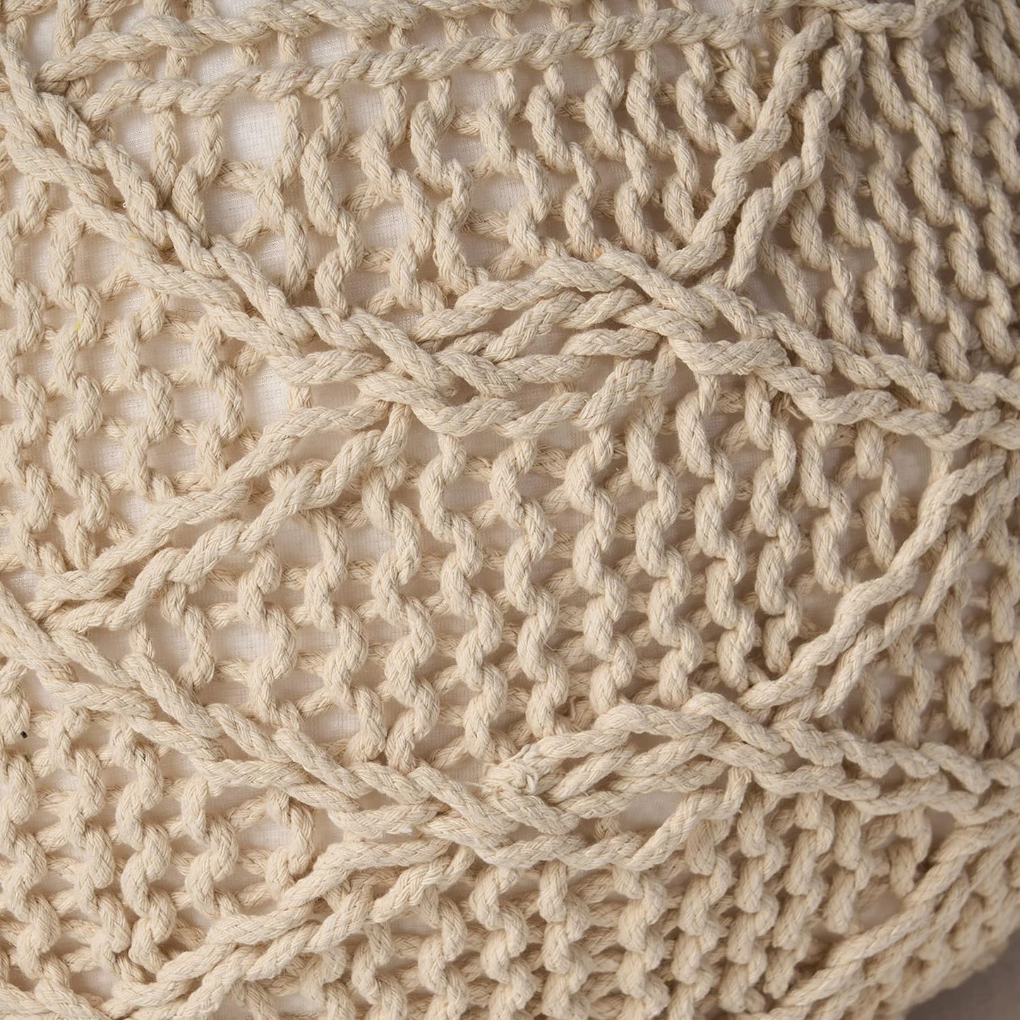 Splendid Round Knitted Wool Pouf