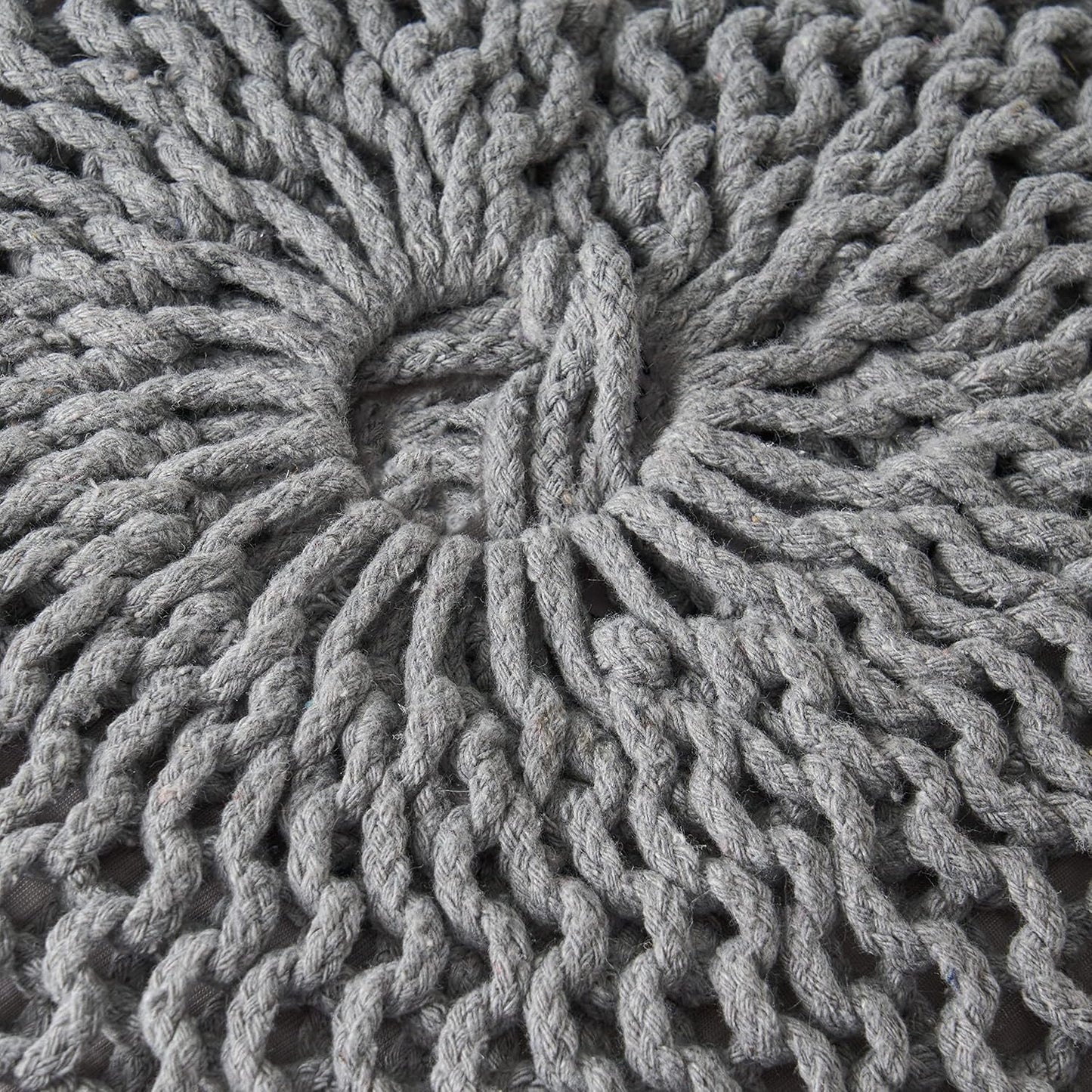 Splendid Round Knitted Wool Pouf