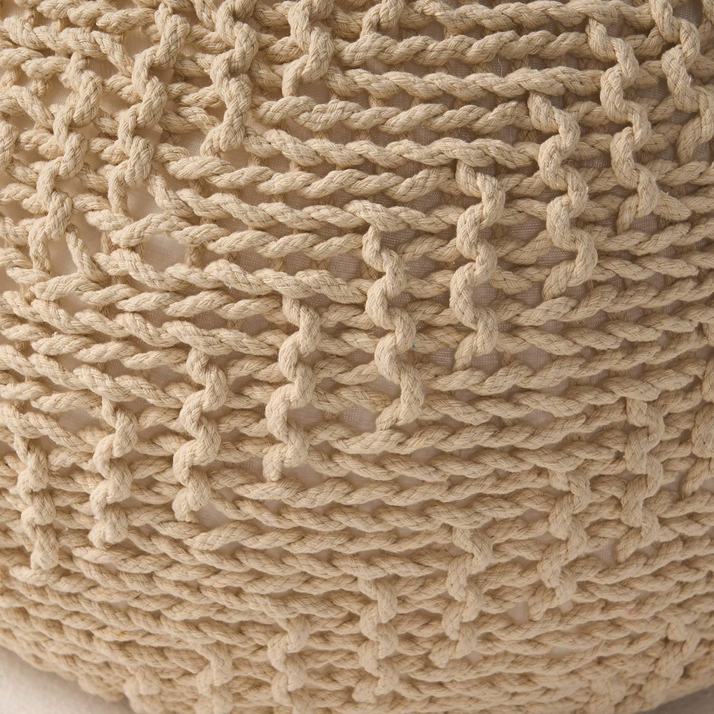 Claritys Round Pouf with Knit Weave Design