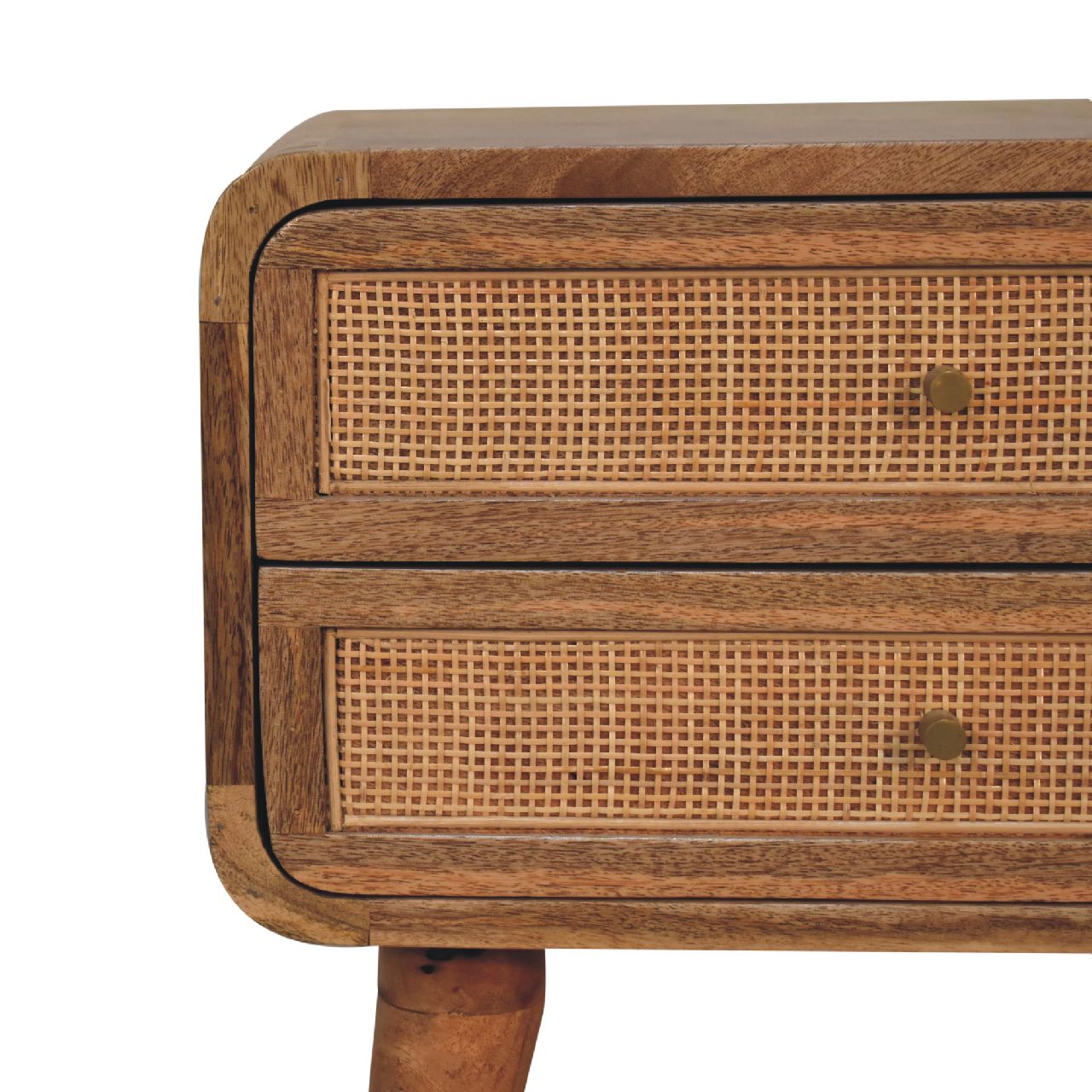 Wood and Rattan Bedside with 2 Drawers