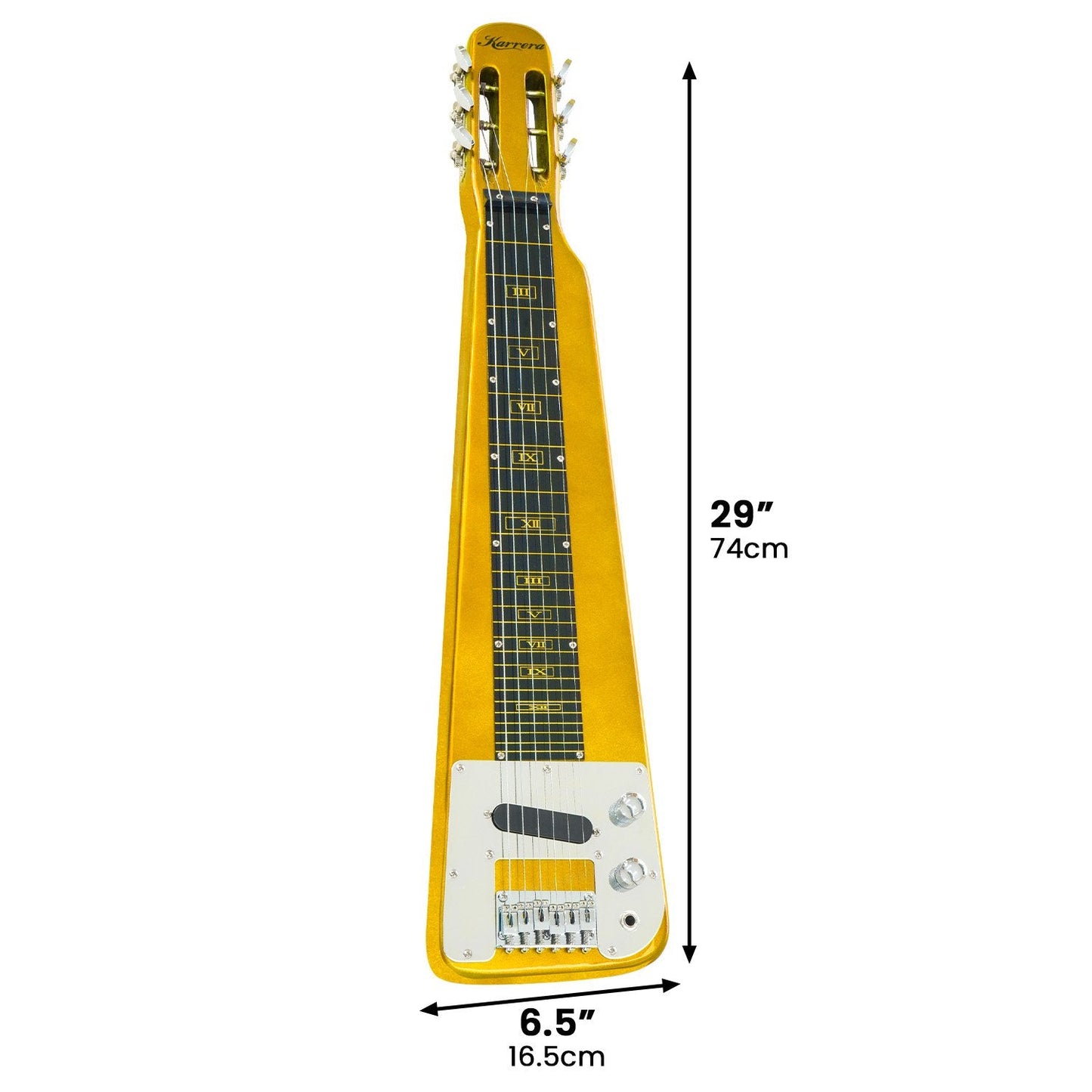 Karrera 29in 6-String Lap Steel Hawaiian Guitar (Metallic Gold)