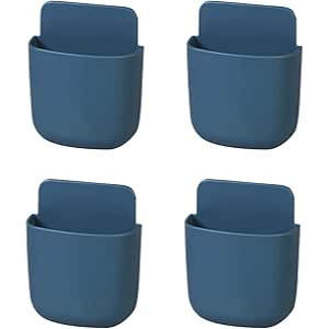 BOOC 4-Pack Hole-Free Holder Wall Mount for Remote or Phone (Blue)