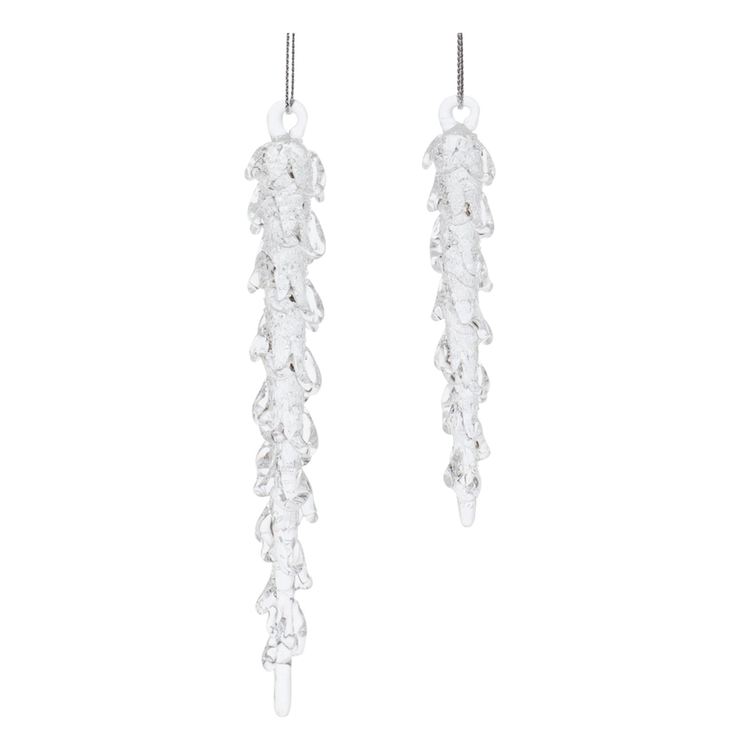 Dripping Glass Icicle Drop Ornament, Set of 12
