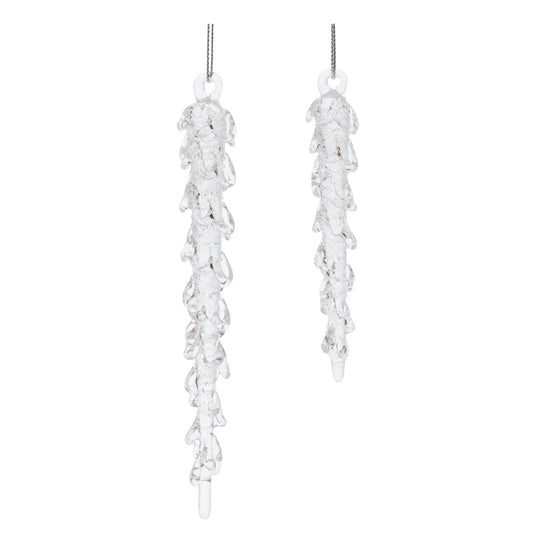 Dripping Glass Icicle Drop Ornament, Set of 12