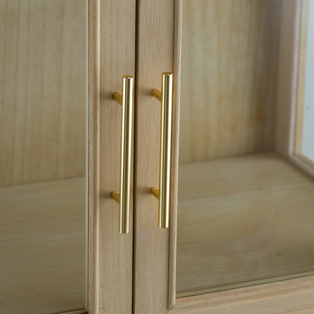 Tall Cabinet with 2 Glass Doors and Rattan Drawer