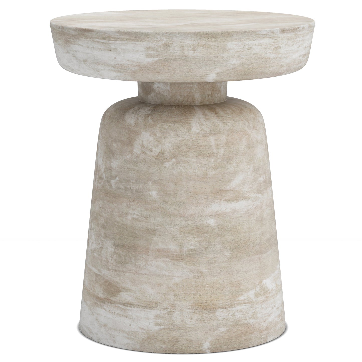 Xylophone Wooden Accent Table with Sculptural Design and Round Top