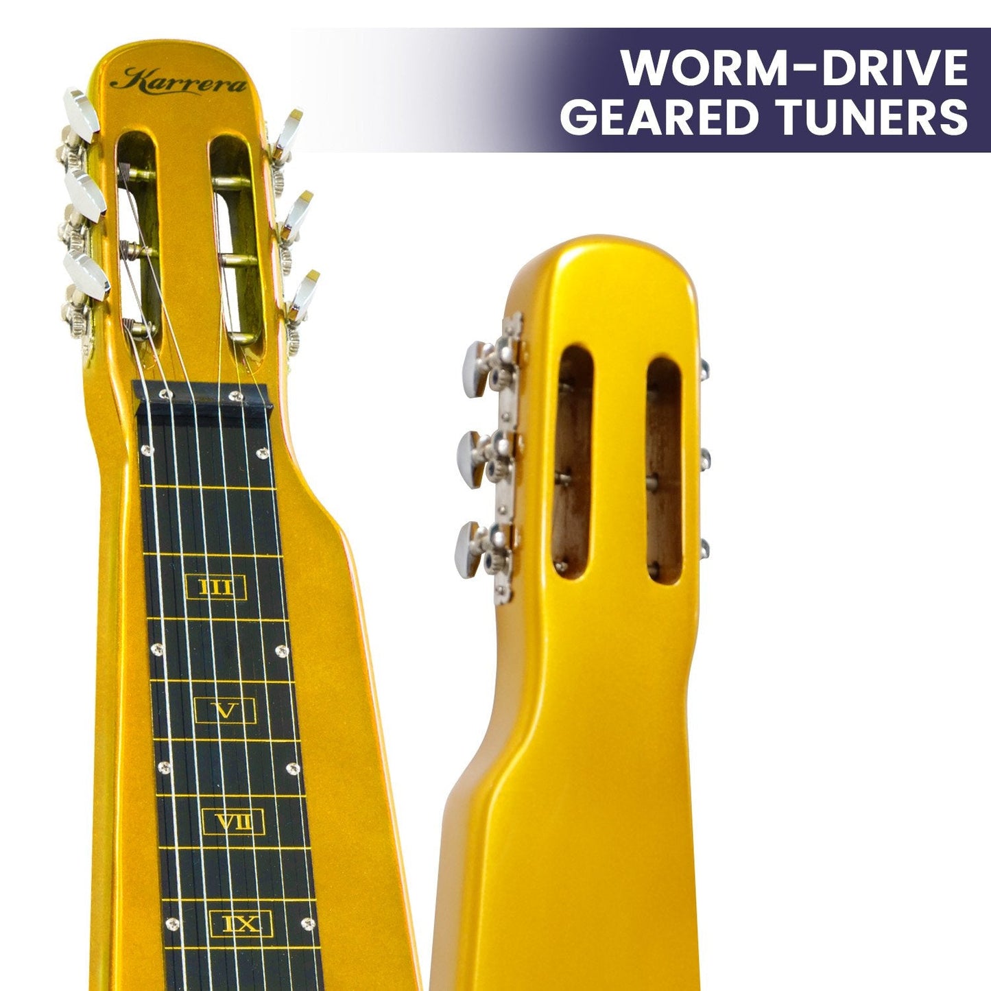 Karrera 29in 6-String Lap Steel Hawaiian Guitar (Metallic Gold)