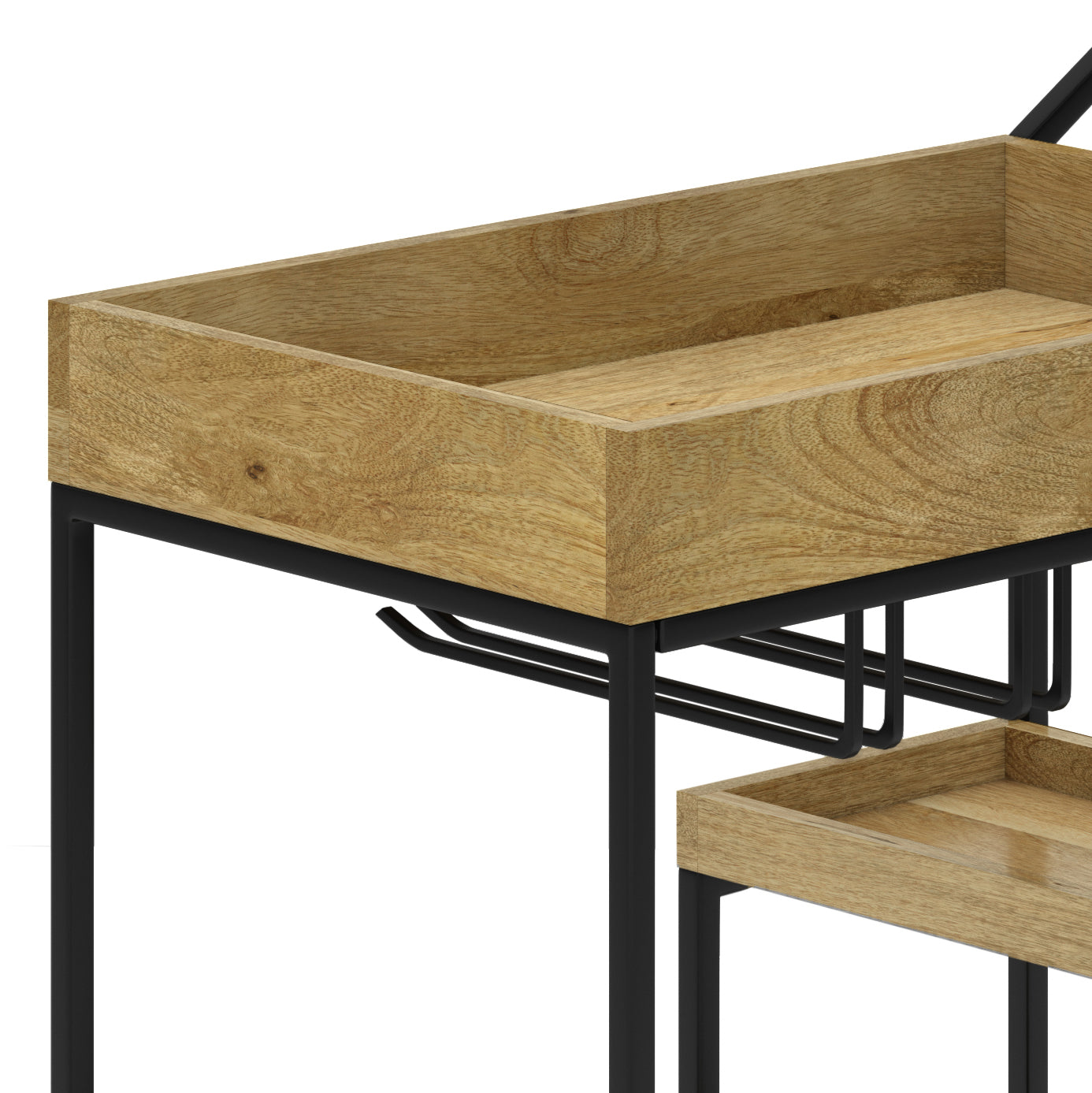 29" Bar Cart with Tray Top and Caster Wheels