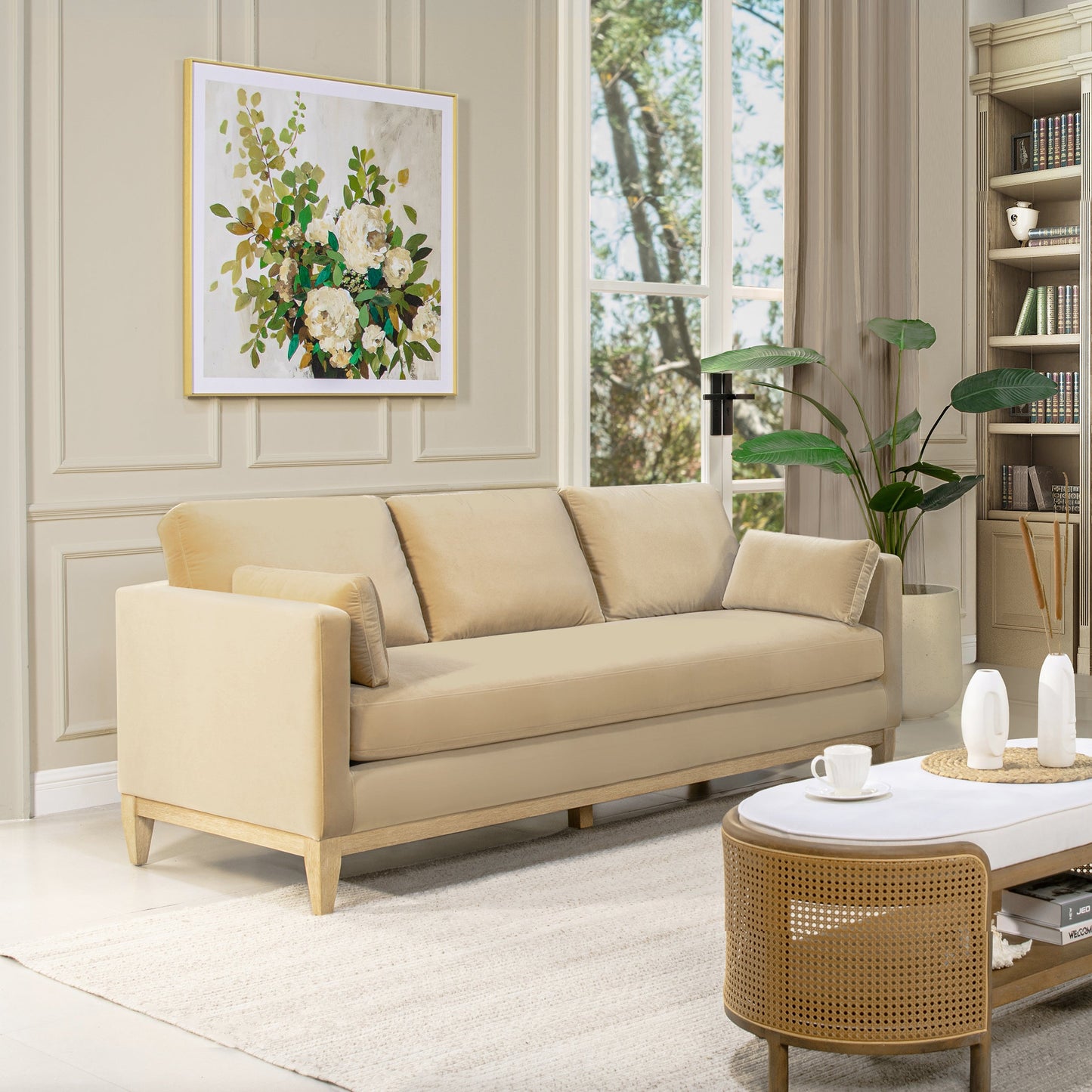 Crownedd 84" Upholstered Sofa with Square Track Arms