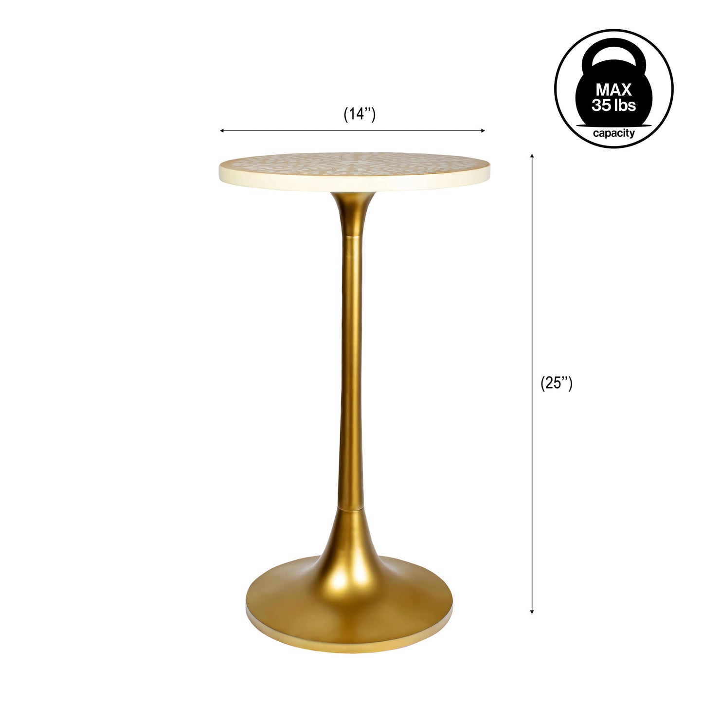 Nysha Modern Bohemian Metal/Resin Inlay Top End Table