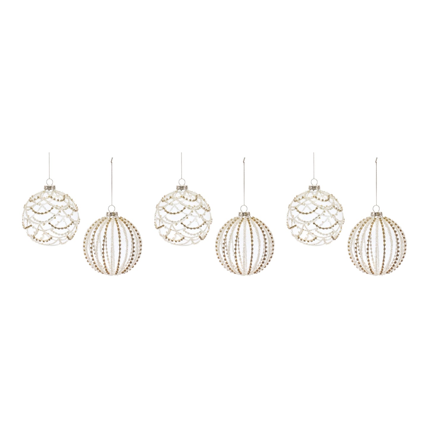 Jeweled Glass Ball Ornament, Set of 6