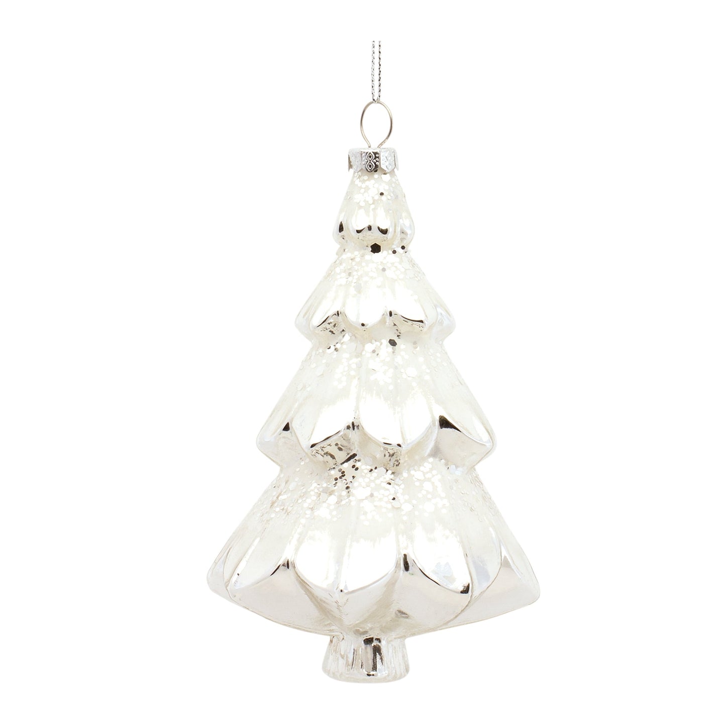 White Frosted Pine Tree Ornament, Set of 6