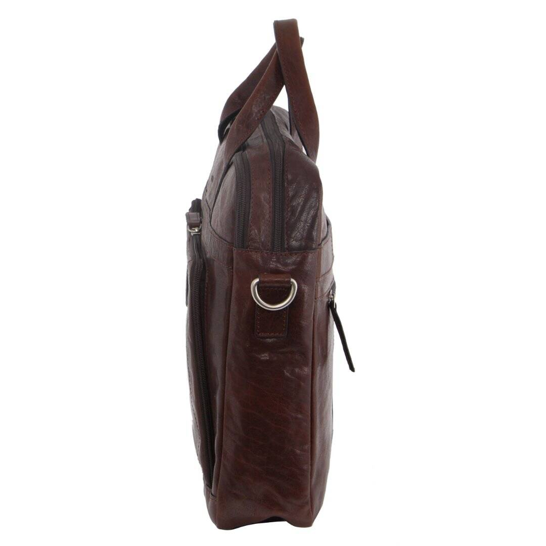 Pierre Cardin Crossbody Leather 15" Laptop Messenger Bag (Brown)