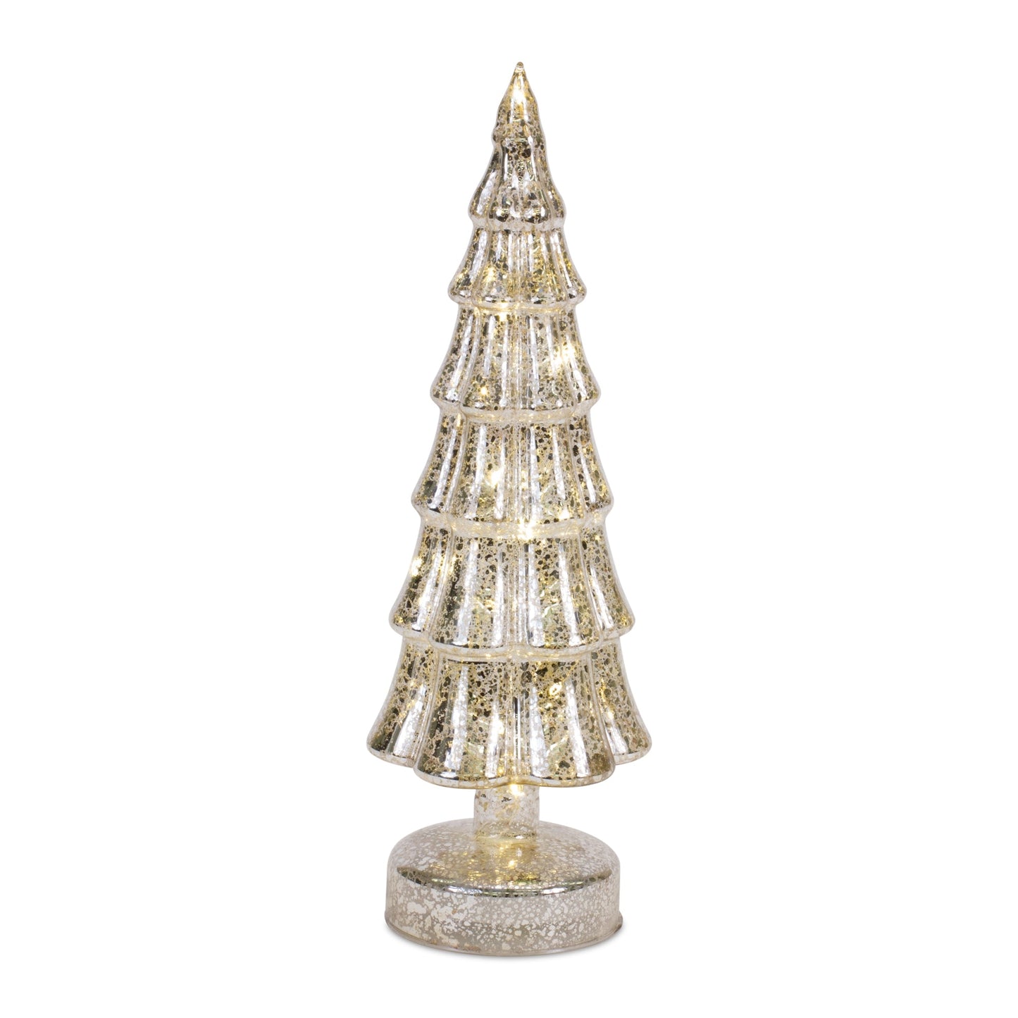 LED Lighted Mercury Glass Holiday Tree Décor, Set of 3