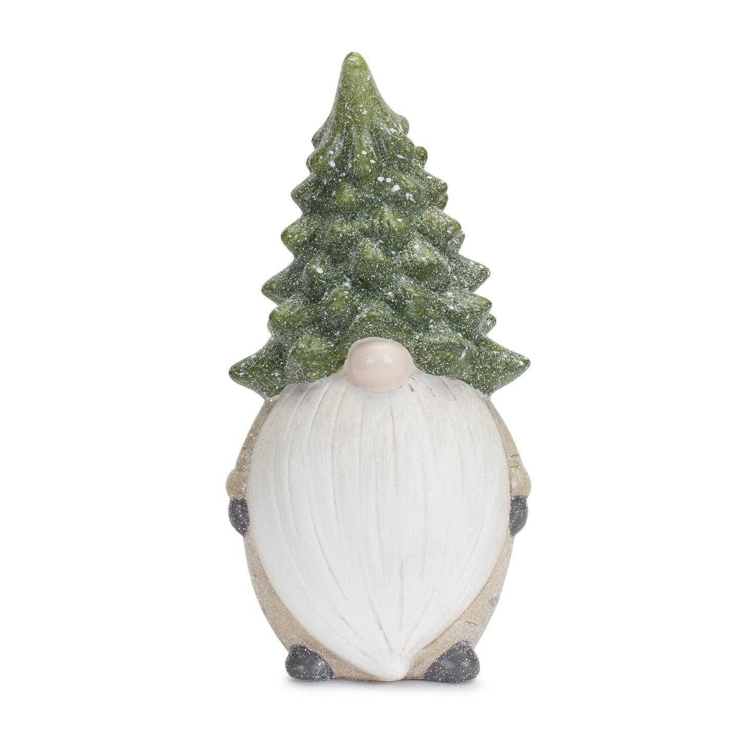 Terra Cotta Gnome Figurine with Pine Tree Hat, Set of 2