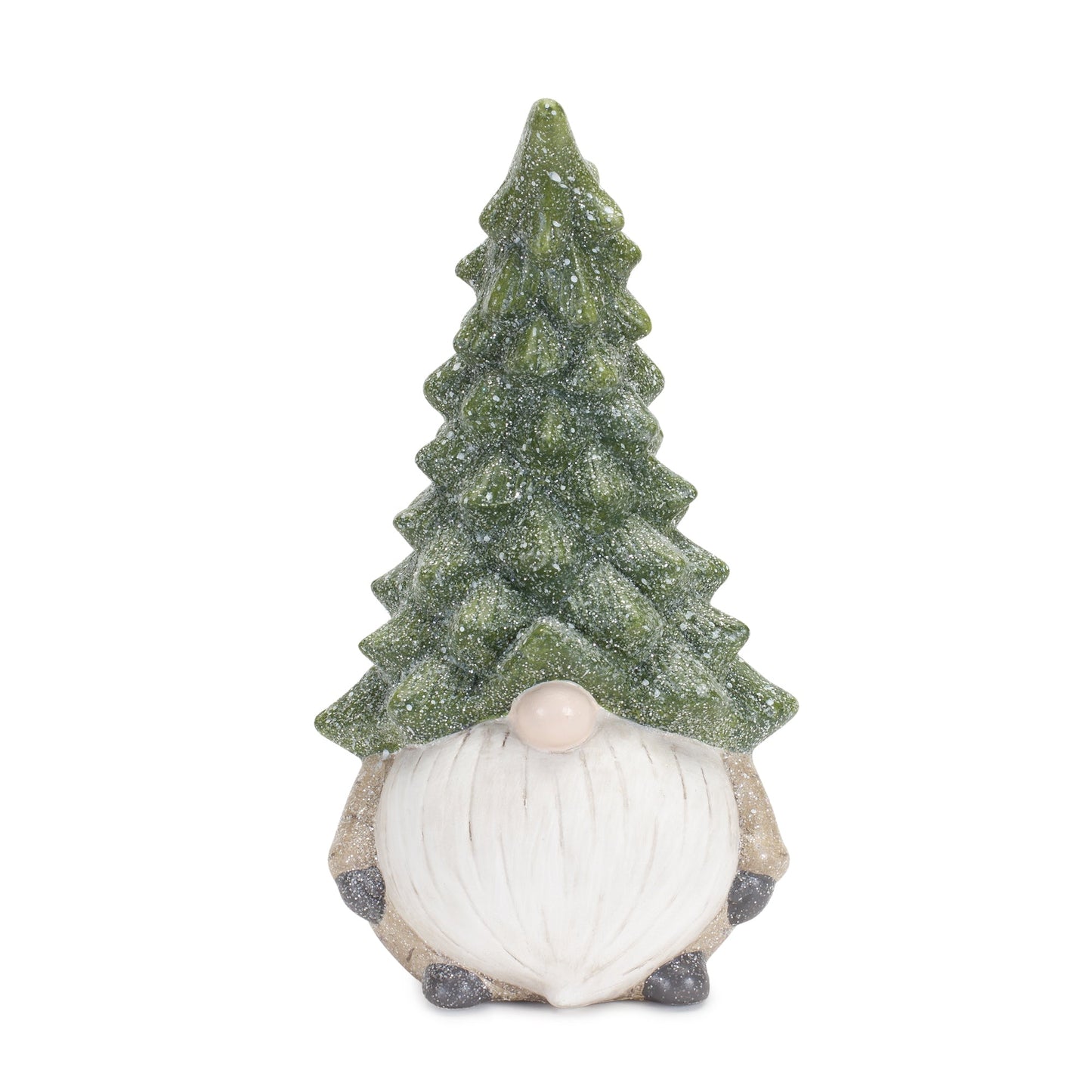 Terra Cotta Gnome Figurine with Pine Tree Hat, Set of 2