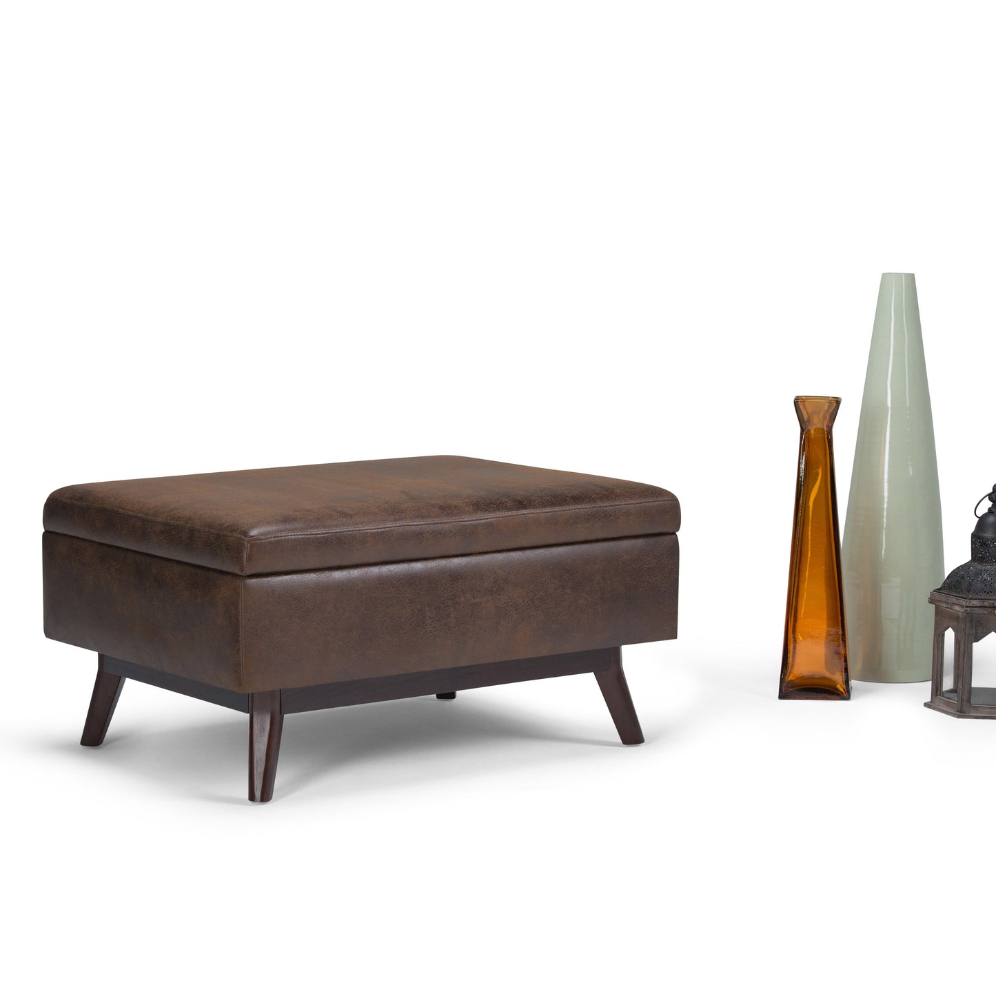 Untamed Upholstered Ottoman with Flip Top Storage and Wood Frame