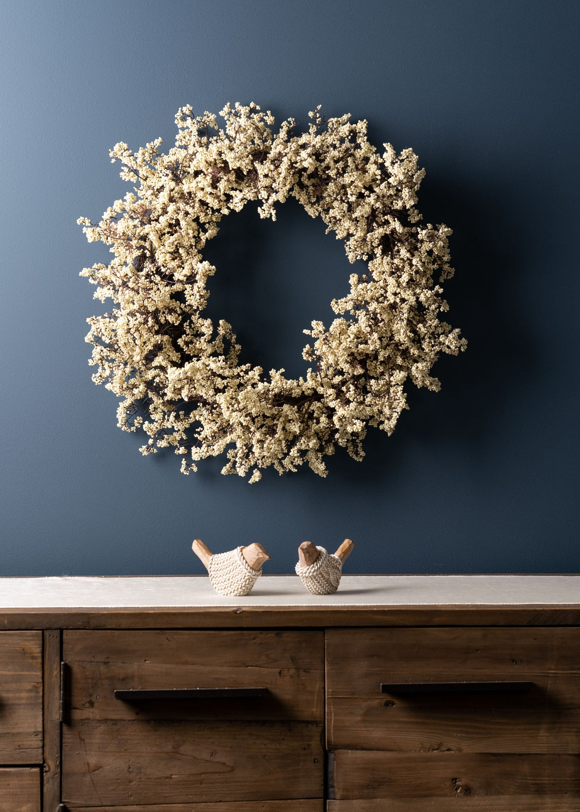 White Berry Wreath 27"- Cream