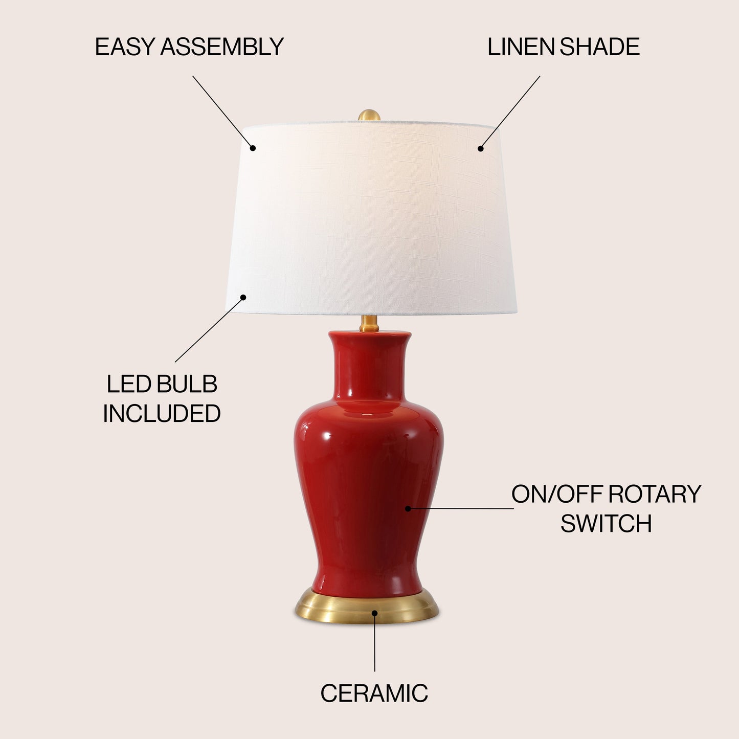 Julian Traditional Classic Ceramic Urn LED Table Lamp