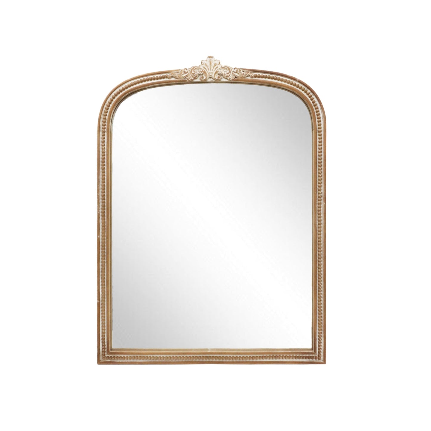 Arched Ornate Wood Frame Mirror with Beads Detail