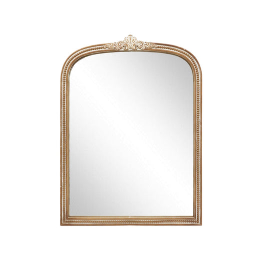 Arched Ornate Wood Frame Mirror with Beads Detail