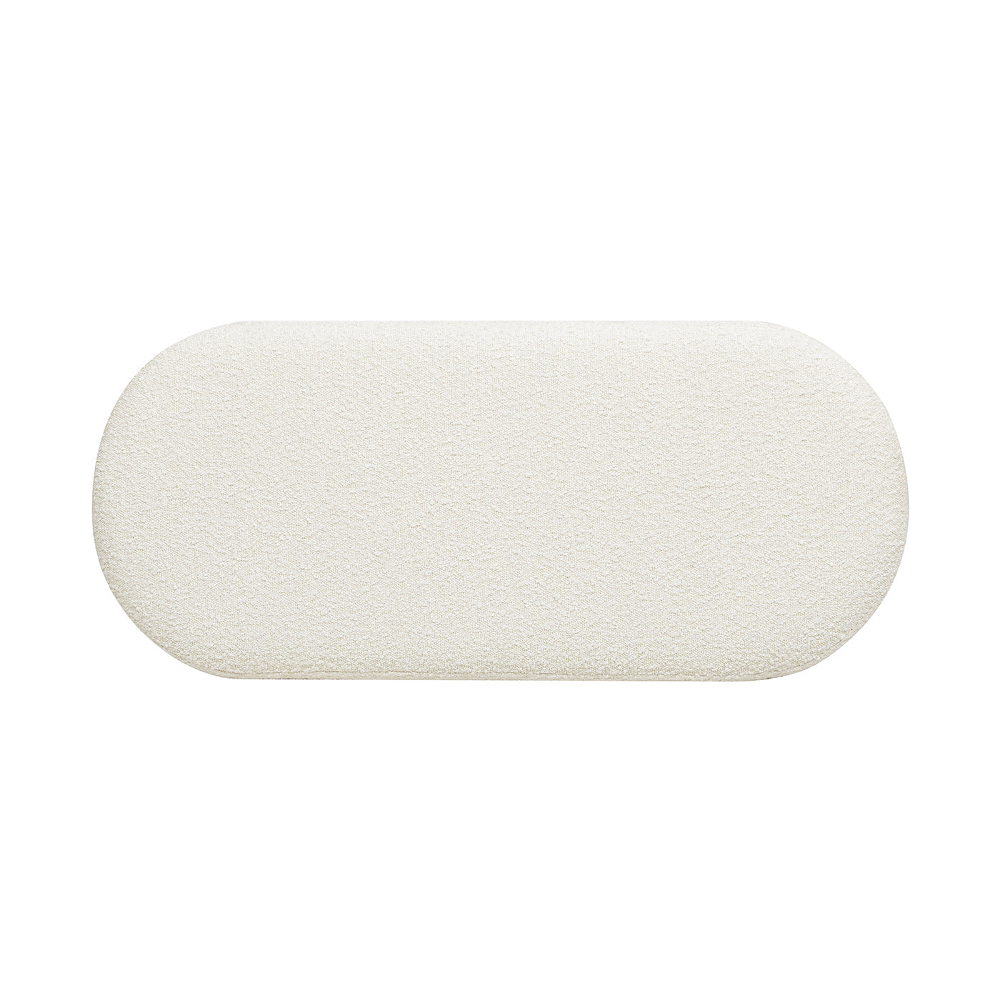Rounded Pill-Shaped Upholstered Accent Bench with Natural Wood Legs