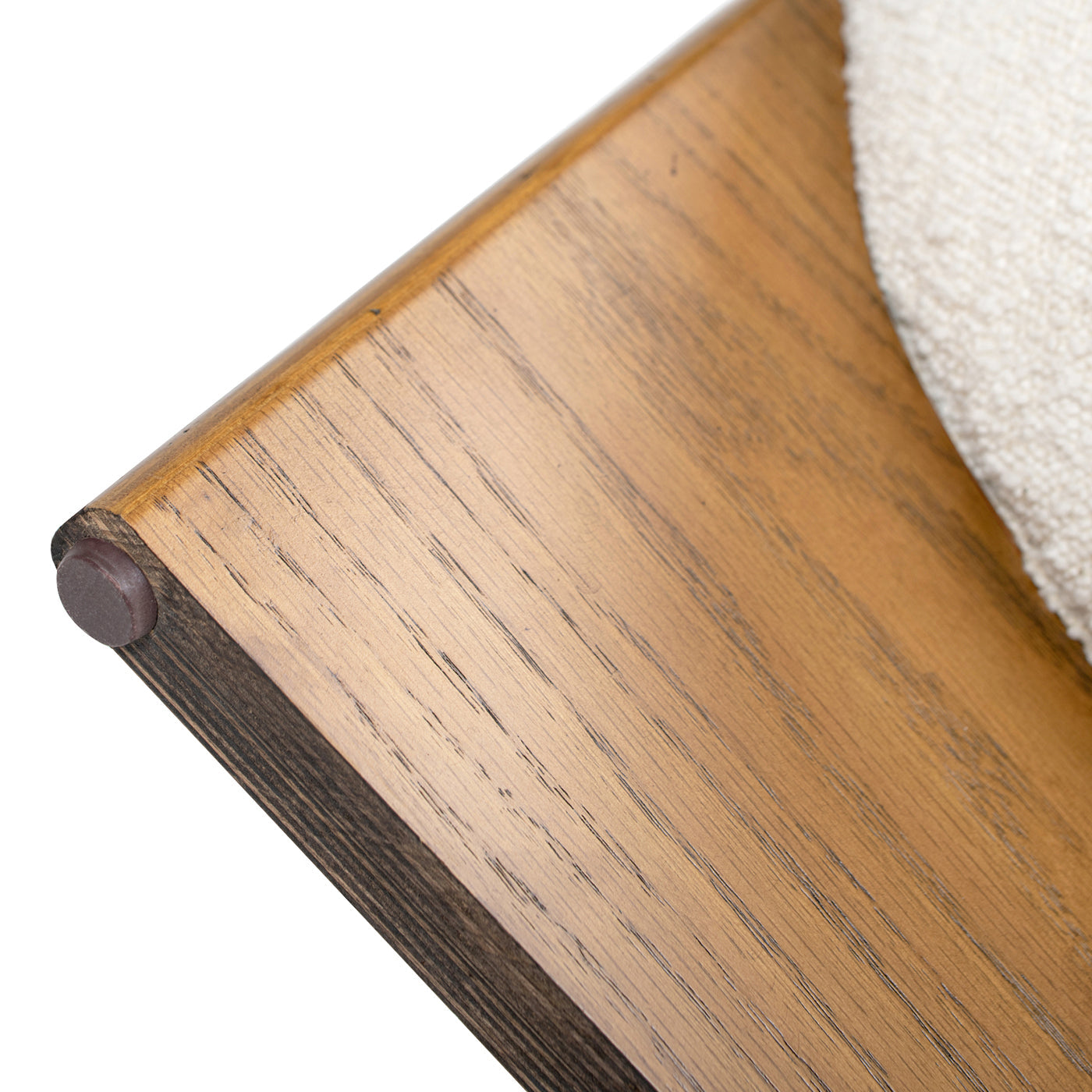 Aviation Round Upholstered Cocktail Ottoman with Natural Wood Base