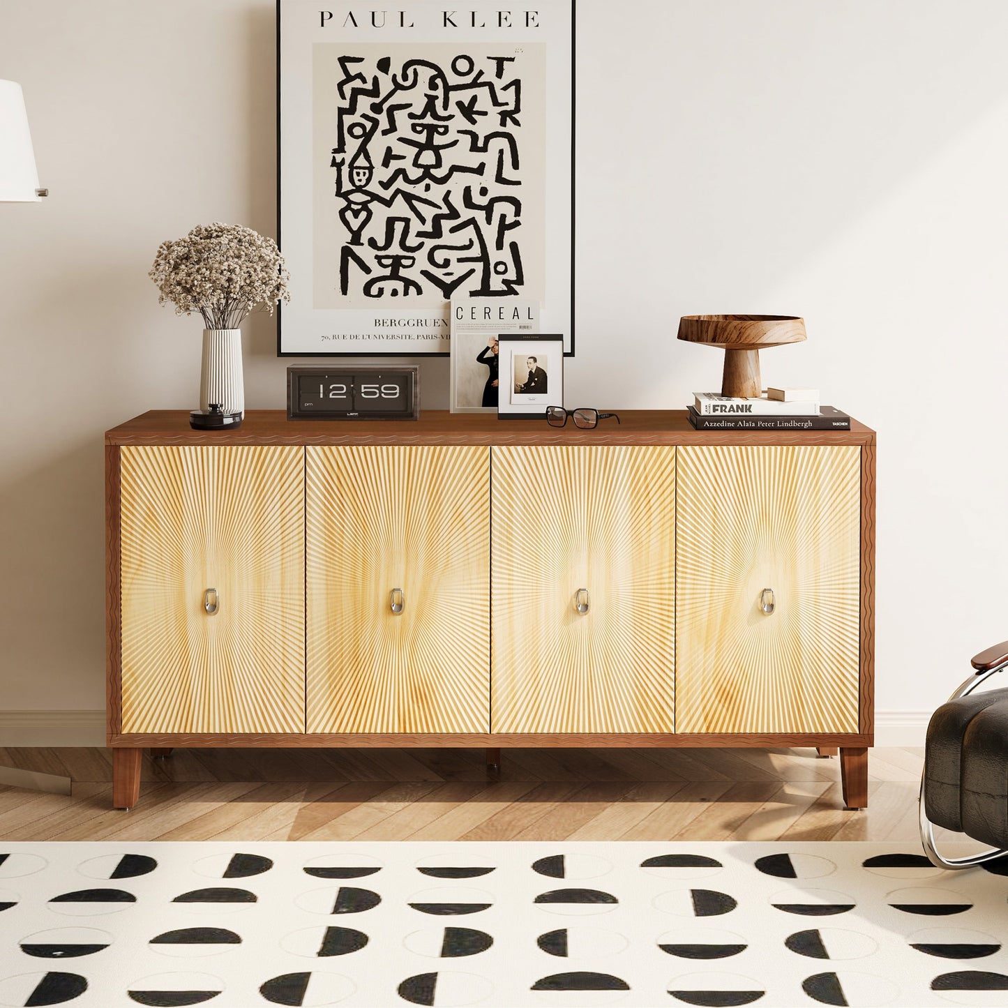 Storage Cabinet with 4 Doors and Adjustable Shelves