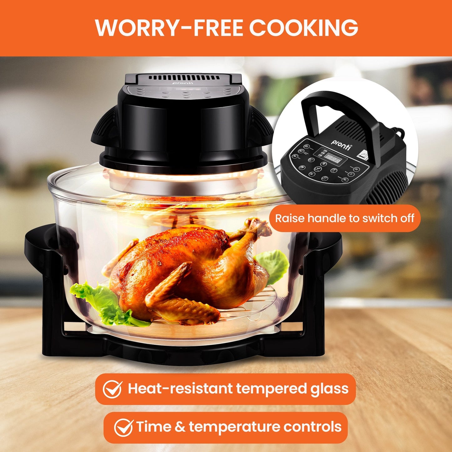 Pronti 17L Digital Convection Oven Broiler Cooker (Black)
