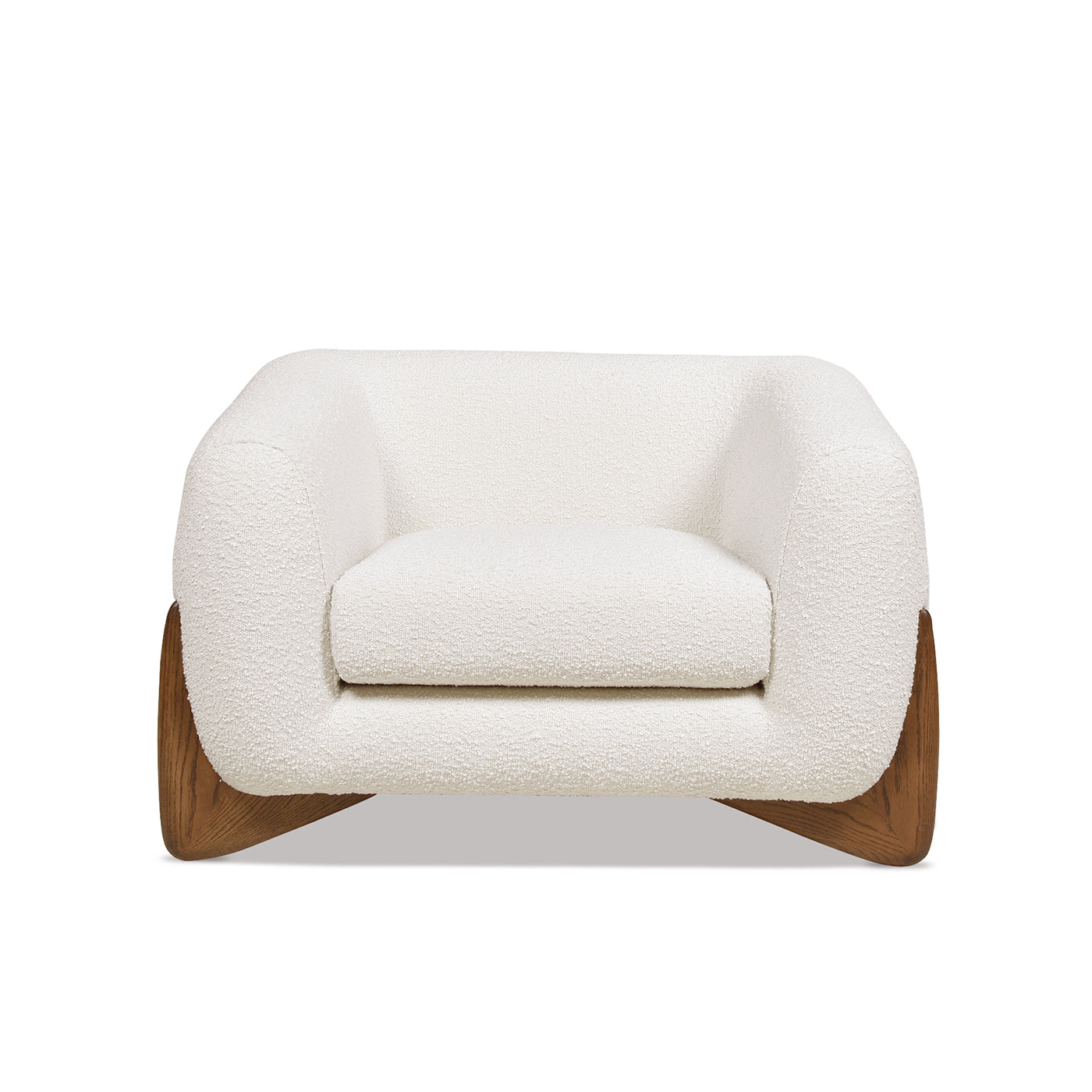 Upholstered Arm Chair with Wooden Base