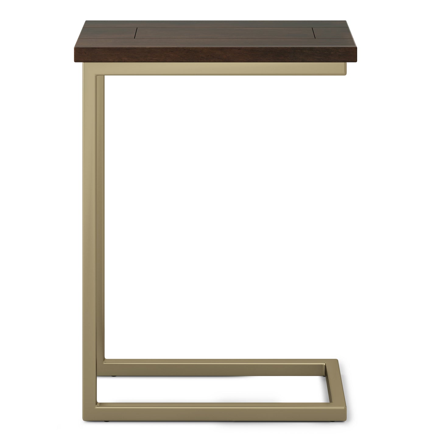 Haloed Side Table with C-Shaped Design and Metal Frame