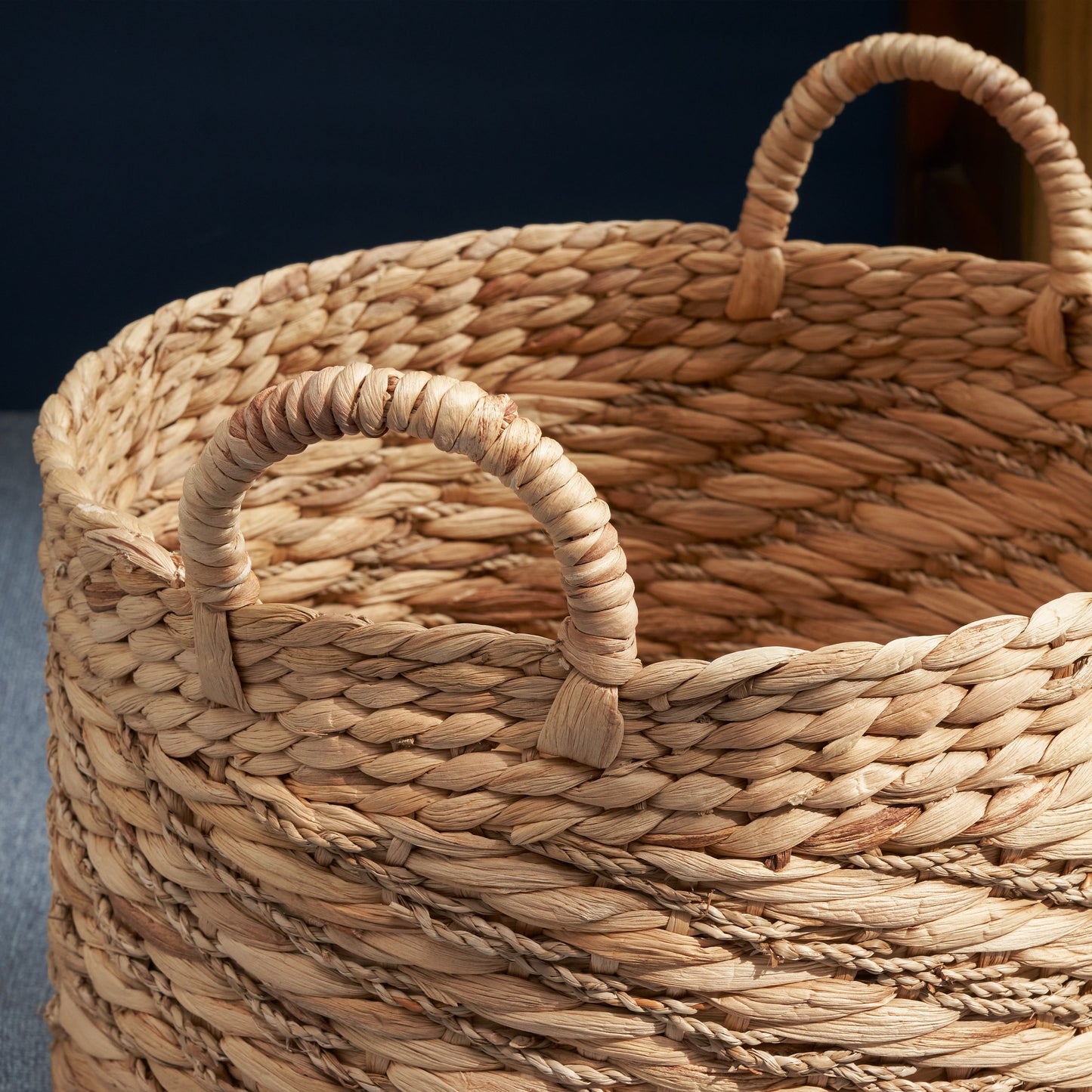 Round Woven Storage Basket with Handles
