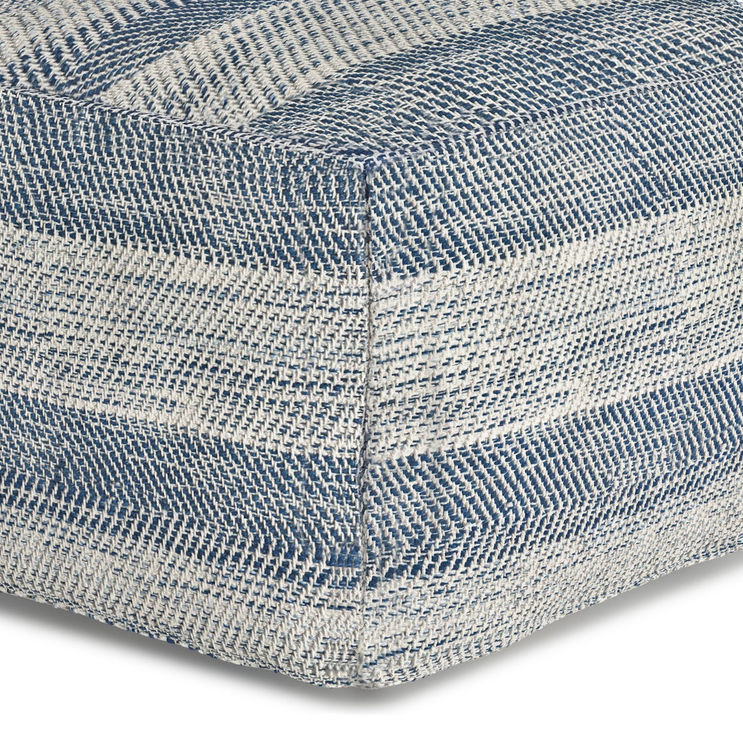Axis Cotton Square Pouf with Woven Patterned Melange