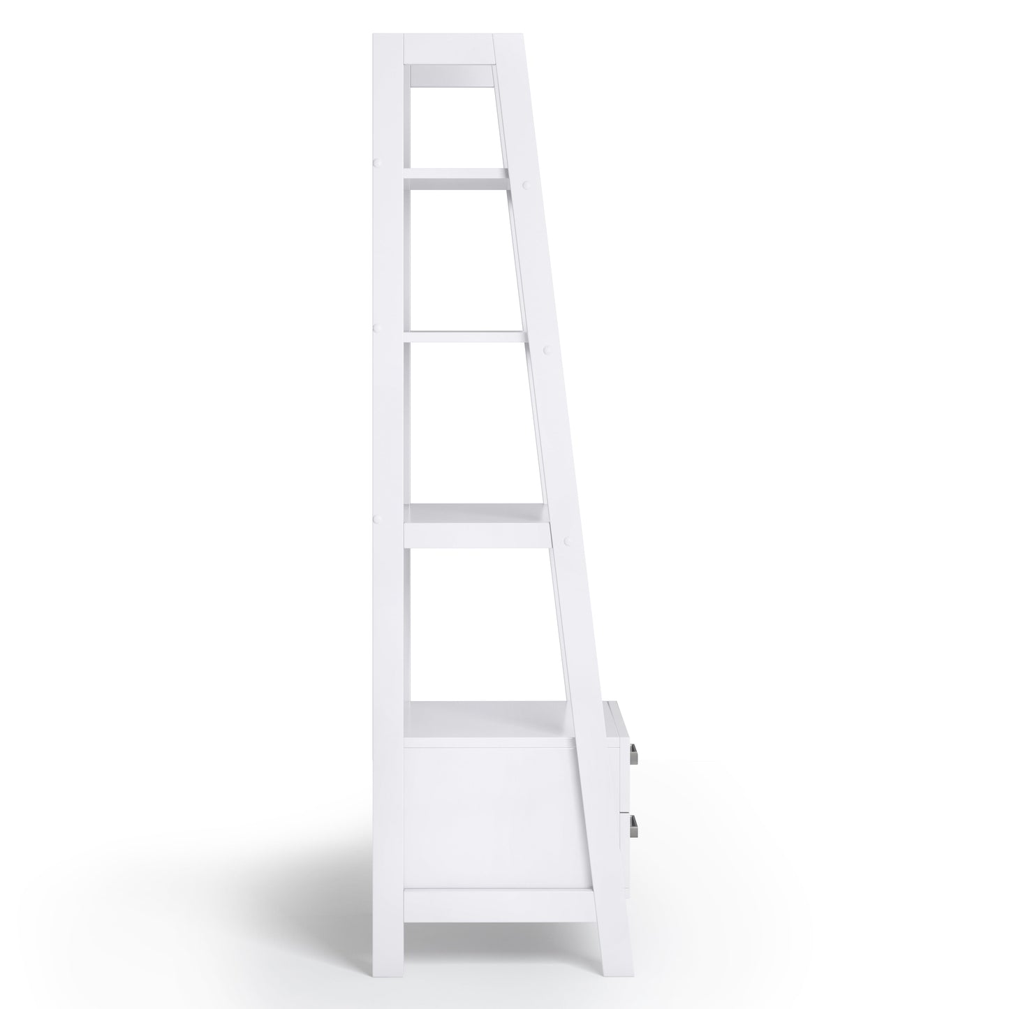 Daze Solid Wood Ladder Shelf with 4 Shelves and 2 Drawers