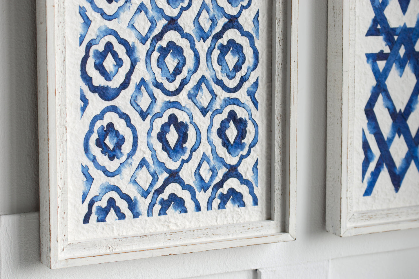 Wall Art with Wood Frame and Bold Patterns, Set of 2