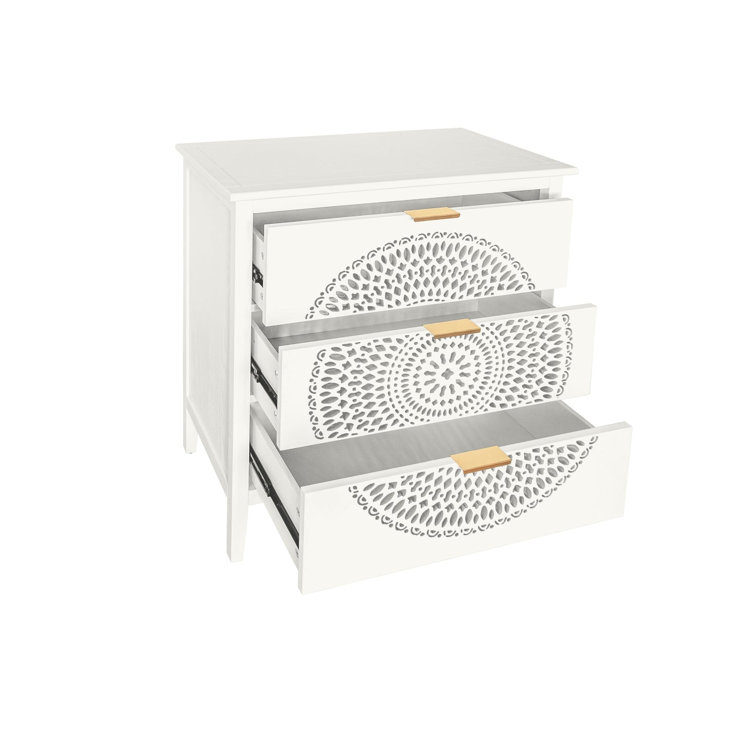 Abundanz 3-Drawer Dresser with Hollow Pattern and Metal Handle