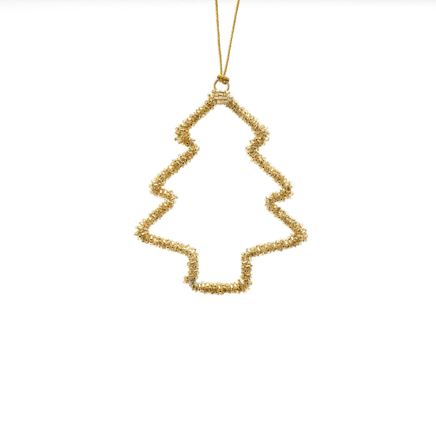 Beaded Golden Tree Ornament, Set of 6