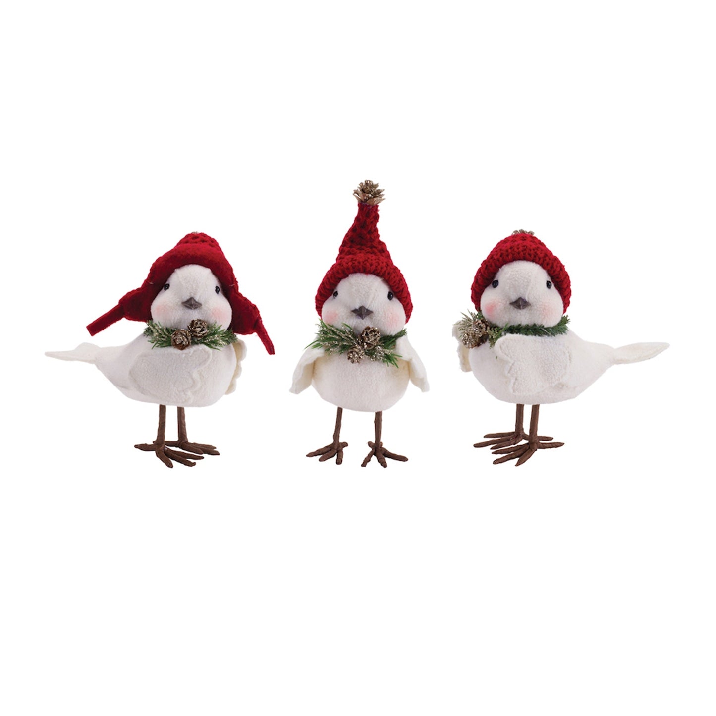 Winter Bird Shelf Sitter w Natural Accents, Set of 12