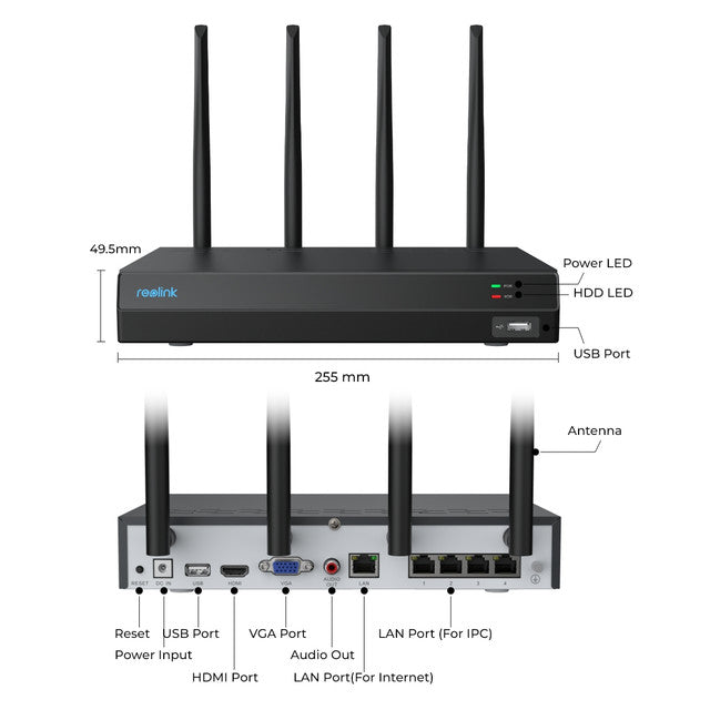 Reolink RLN12W 12-Channel Wi-Fi 6 NVR with 2TB HDD for 24/7 Recording