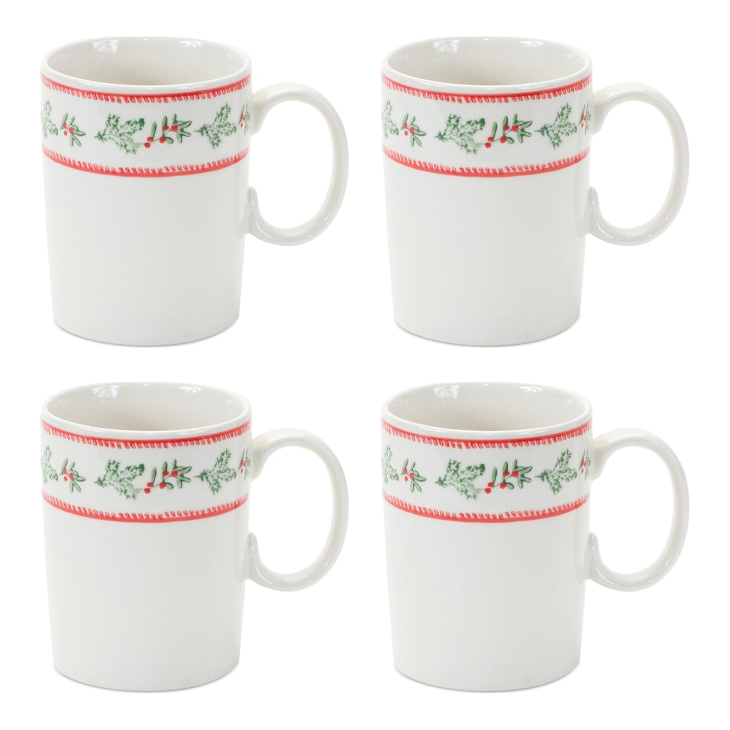 Stoneware Mistletoe Mug, Set of 4