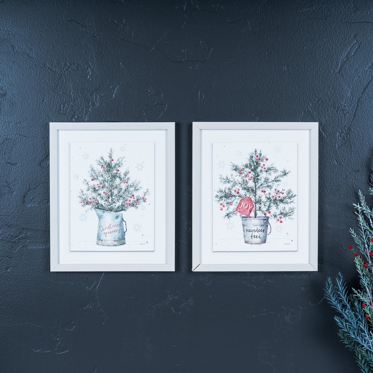 Potted Pine Tree Wall Art, Set of 2
