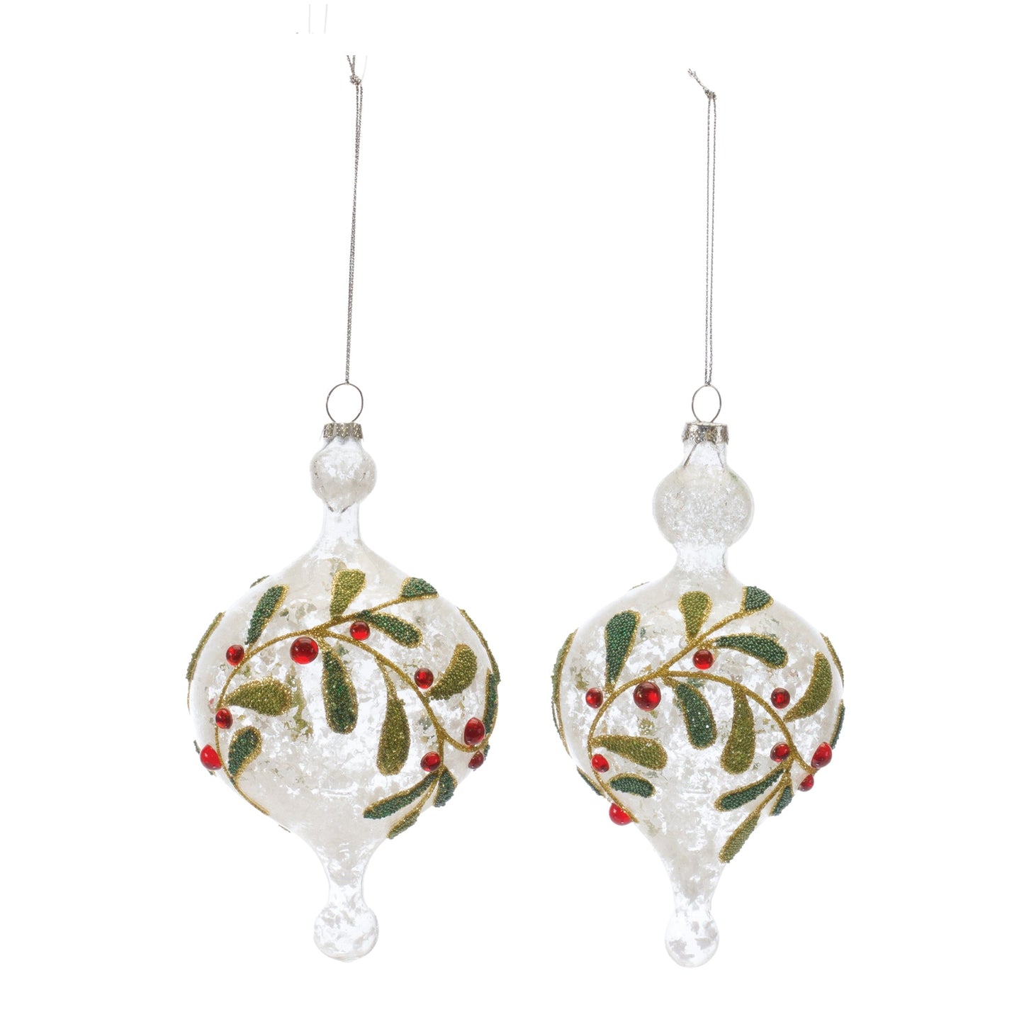 Beaded Glass Mistletoe Ornament, Set of 6