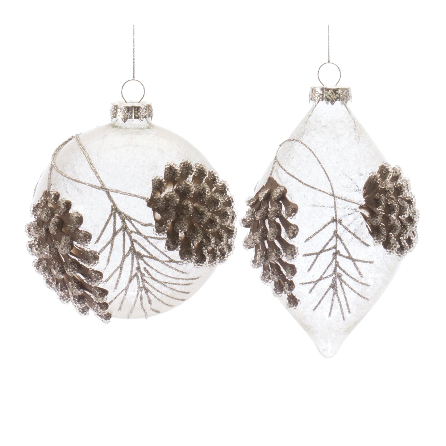 Beaded Glass Pinecone Ornament, Set of 6