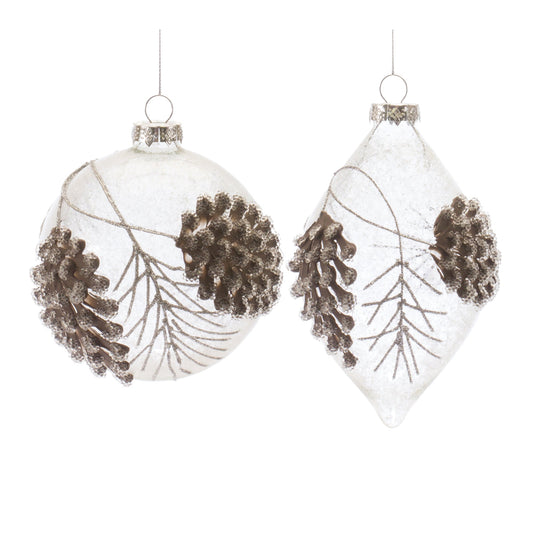 Beaded Glass Pinecone Ornament, Set of 6