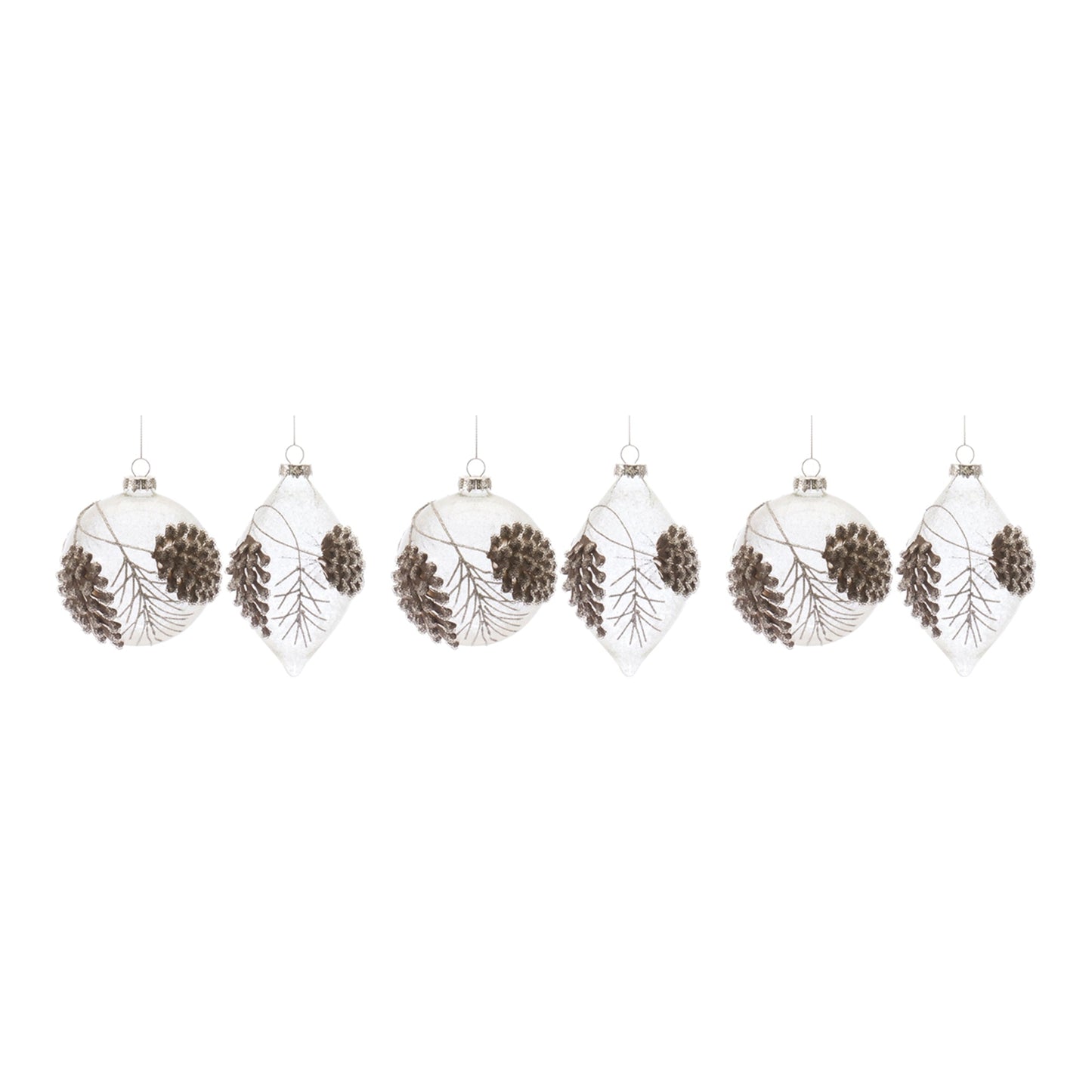 Beaded Glass Pinecone Ornament, Set of 6